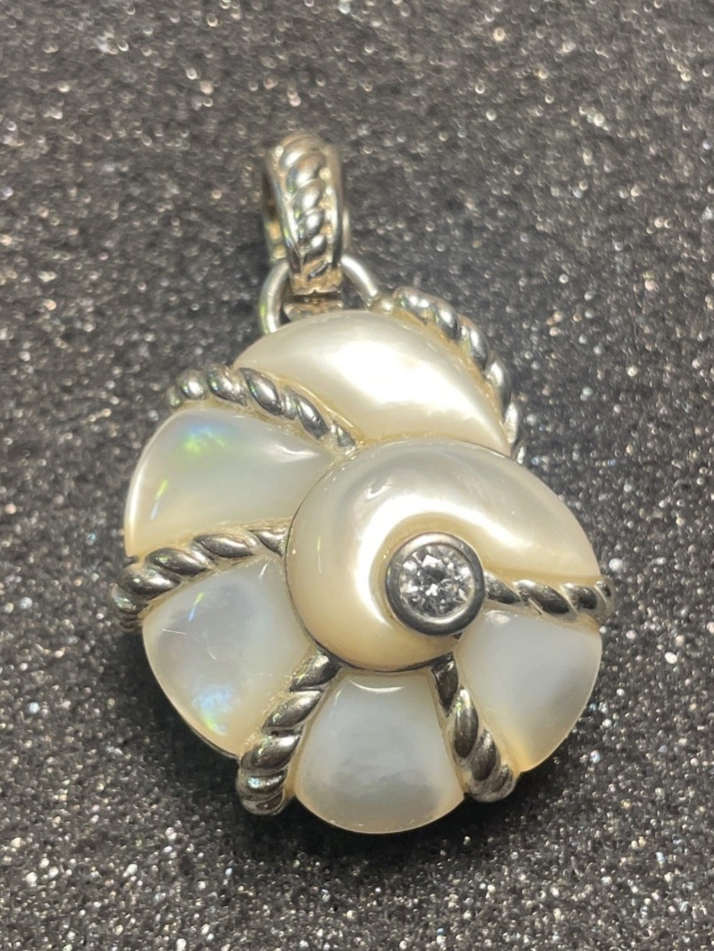 Judith Ripka Mop Shell Nautilus Style Sterling Silver 925 Pendant Enhancer